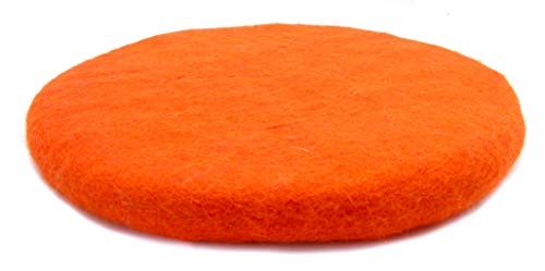 feelz Sitzkissen rund Filz Verschiedene rot-, gelb- und orangetöne 100% Wolle 35 cm Höhe 2-3 cm Handarbeit (orange dunkel) von feelz