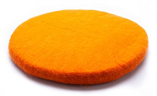 feelz Sitzkissen rund Filz Verschiedene rot-, gelb- und orangetöne 100% Wolle 35 cm Höhe 2-3 cm Handarbeit (orange hell) von feelz