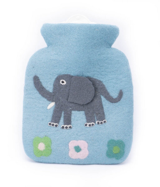 feelz Wärmflasche für Kinder mit Elefant aus Schurwolle (Merino), rosa oder blau von feelz