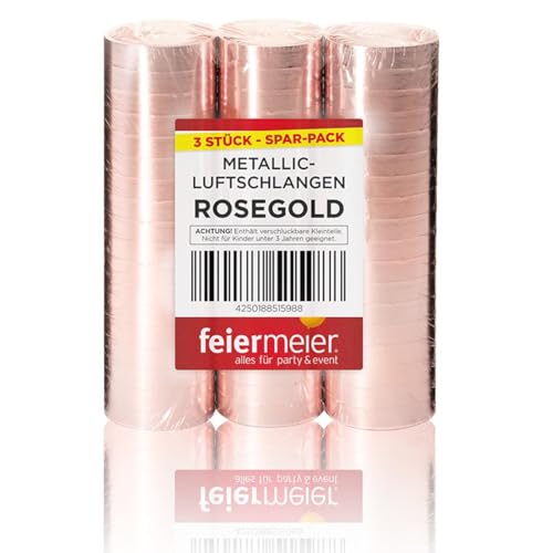 feiermeier Luftschlangen Metallic 4m / 3 Rollen | Roségold von feiermeier