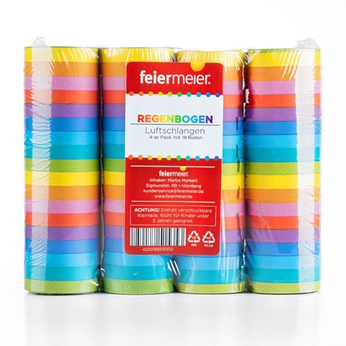 feiermeier Luftschlangen Regenbogen | 4m / 4 Rollen von feiermeier