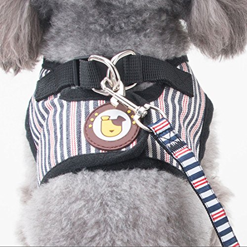 Hunde Geschirr Bowknot Brustgeschirre Air Mesh Harness Vest für Kleine, Mittelgroße Hunde Welpengeschirr mit 1.2M Hundeleine Katzen Walking Leine Hundegeschirr und Pet Leash (M, schwarz) von feiling