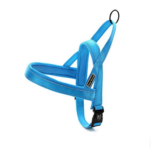 Hundegeschirr Mesh Welpengeschirr Nylon Norwegergeschirr Soft Vest Harness Brustgeschirre Reflektierende Sicherheitsgeschirr Brustgurt für Kleine, Mittlere und Große Hunde (L, blau) von feiling