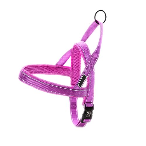 Hundegeschirr Mesh Welpengeschirr Nylon Norwegergeschirr Soft Vest Harness Brustgeschirre Reflektierende Sicherheitsgeschirr Brustgurt für Kleine, Mittlere und Große Hunde (XS, lila) von feiling