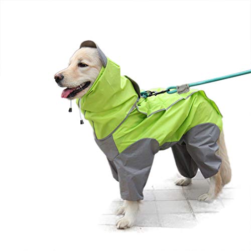 Patchwork Regenmantel für Hund Hunderegenmantel wasserdichte 4-Beine Regensjacke Haustier Raincoat Dog mit Abnehmbar Kapuze für Kleine Mittelgroße und Grosse Hunde (12#, grün) von feiling