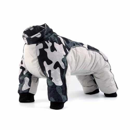 feiling Gepolsterte Hundejacke 4 Beine Winterjacke Fleecegefüttert Hundemantel mit Reflektierende Streifen Warm Kleidung für Kleine Mittlere Hunde (weiß, 2XL) von feiling