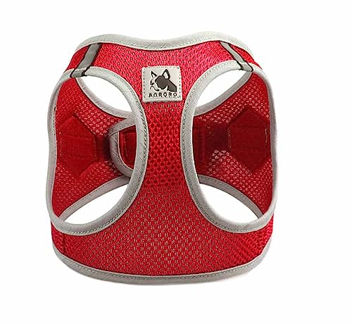 feiling Hundegeschirr Air Mesh Atmungsaktiv für Kleine Mittlere Hunde und Katzen Brustgeschirre Haustier Softgeschirr Welpengeschirr (rot, M) von feiling