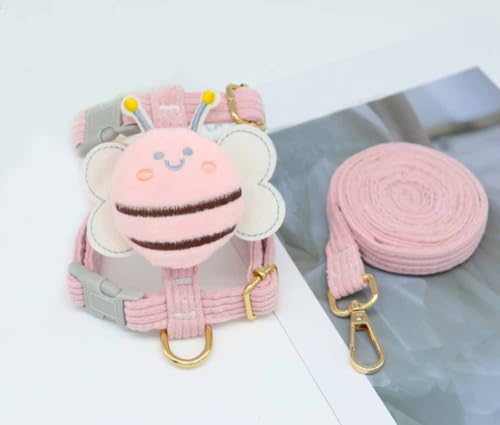 feiling Hundegeschirr Hundeleine Set H-Geschirr Katzengeschirr Haustier Brustgeschirr Verstellbar Welpengeschirr für Kleine und Mittelgroß Hunde (pink, L) von feiling