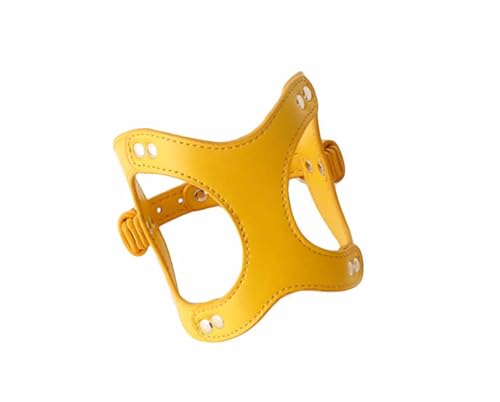 feiling Hundegeschirr für Kleine Hunde Verstellbar Ledergeschirr Welpen Brustgeschirr Weichem Leder Katzengeschirr Hundeleine (gelb, XS) von feiling