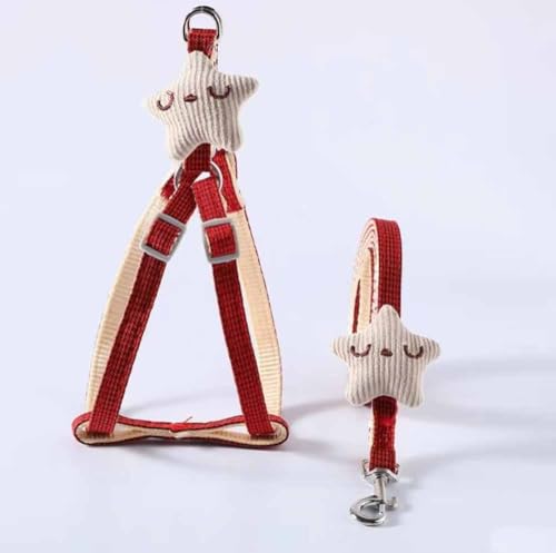 feiling Hundegeschirr mit 1.2m Hundeleine Set Welpen Brustgeschirre Verstellbare Katzengeschirr Haustier Softgeschirr für Kleine Hunde (rot, M) von feiling