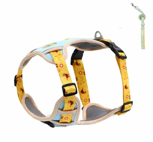 feiling Hundegeschirr mit 1.5m Hundeleine Set Kleine Hunde Brustgeschirre Reflektierend Haustier Verstellbare Weste Geschirr für Mittlere Hunde (blau, S) von feiling
