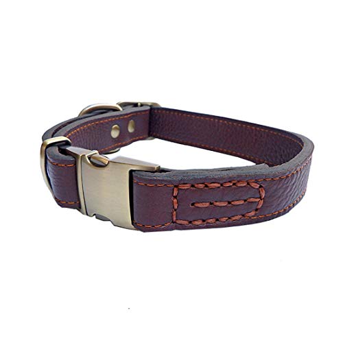 feiling Hundehalsband Leder Klickverschluss Weich Lederhalsband Verstellbare Hundehalskette für Kleine Mittelgroße Grosse Hunde (XL, braun) von feiling