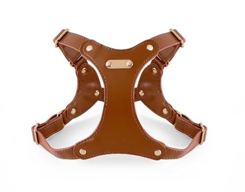 feiling Leder Hundegeschirr Wasserfest Brustgeschirr Haustier Ledergeschirr Verstellbar Katzengeschirr Weichem für Kleine und Mittelgroß Hunde (braun, M) von feiling