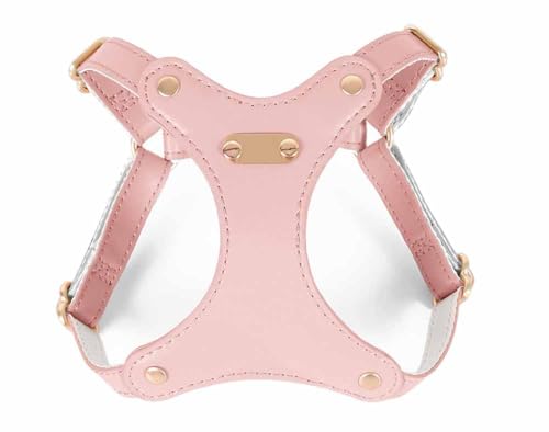 feiling Leder Katzengeschirr Leichtgewicht Wasserfest Hundegeschirr Haustier Brustgeschirr Verstellbar Ledergeschirr für Kleine Hunde (pink, M) von feiling