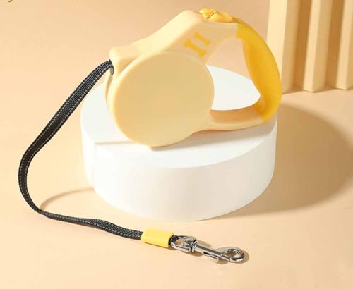 feiling Rollleine Hundeleine Einziehbare Führleine Reflektierend Trainingsleine für Kleine Hunde Katzen Ausziehbare 5 Meter Leine (gelb, 3m) von feiling
