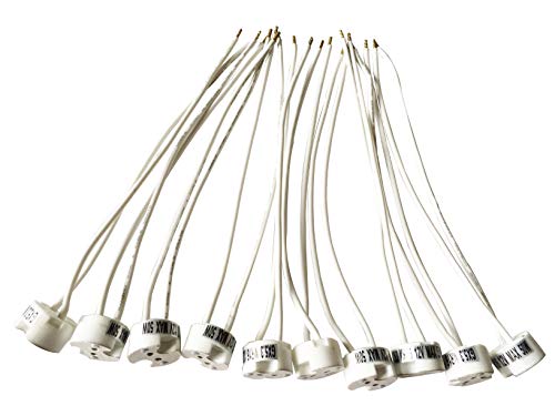 feinlux® 10 Stück universal 12V Fassung für 12V Lampen G4, MR16, GU5,3 MR11, GU4 Sockel Halterung aus Keramik mit Kabel vorgelötet lang - ideal für 12V Stiftsockel LED und Halogen Birne von feinlux