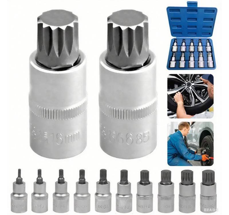 feinlux Bit- und Steckschlüsselset M4-M18 STECK NUSS SET STECKSCHLÜSSEL-SATZ 1/2 INNEN VIELZAHN, 1-St. von feinlux