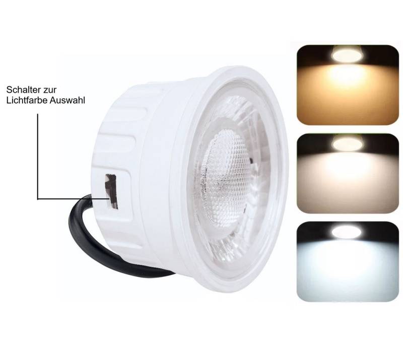 feinlux LED-Leuchtmittel extra flach 230V CCT, Direktanschluss per Stromkabel 230V, CCT, warmweiß, neutralweiß, kaltweiß, CCT-Farbtemperatur-Steuerung - warmweiß bis kaltweiß von feinlux