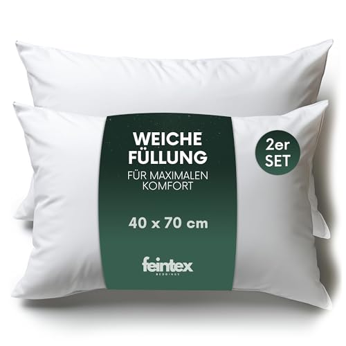 feintex Kopfkissen 2er Set (40x70 cm) - Hypoallergene, Waschbare Dekokissen, Sofakissen, Schlafkissen - Kissen für Bett und Sofa - Optimaler Schlafkomfort für zuhause von feintex