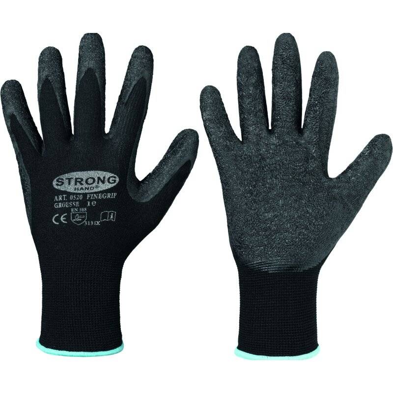 Stronghand FINEGRIP Feinstrickhandschuh mit Schrumpf-Latex Beschichtung schwarz - Gr. 11 von HELMUT FELDTMANN GmbH