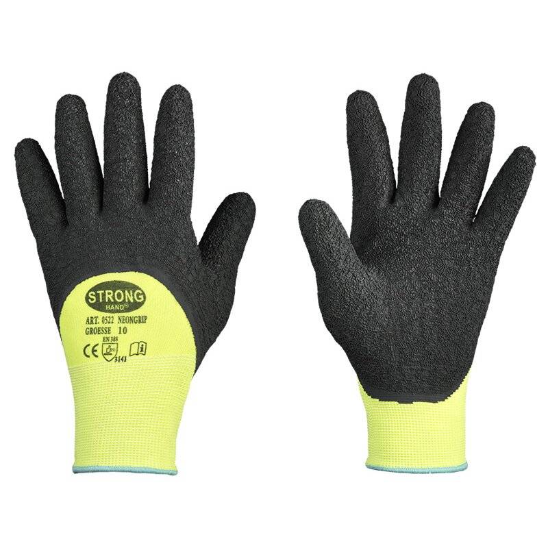 Stronghand NEONGRIP Feinstrickhandschuh mit 3/4 Schrumpf-Latex Beschichtung gelb/schwarz - Gr. 11 von HELMUT FELDTMANN GmbH