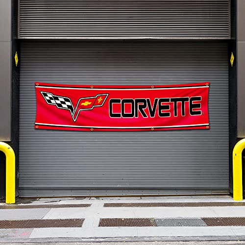 Felizer Corvette Banner Flagge (6 x 2,4 m, nicht verblassendes Poly,150D) doppelt genähter Wandteppich mit zwei Messingösen für Garage, Männerhöhle, Schlafsaal, Zimmer von felizer