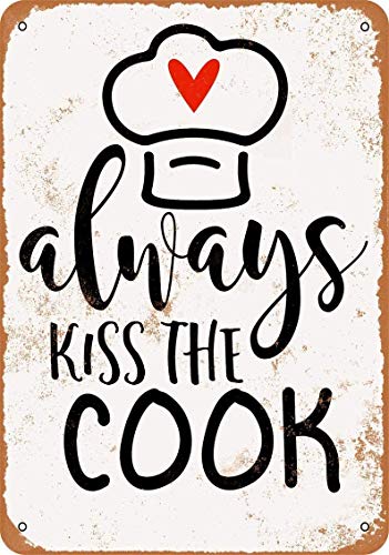 Metall-Blechschild "Always Kiss The Cook", Retro-Vintage-Schild für Zuhause und Bar, Wanddekoration, 20 x 30 cm Metall-Blechschild "Always Kiss The Cook", Retro-Vintage-Schild für Zuhause und Bar, Wanddekoration, 20 x 30 cm von felizzi