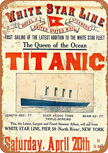 White Star Line Titanic First Sailing Vintage Blechschild 30 cm x 20 cm von felizzi