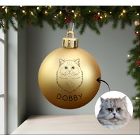 Personalisierte Christbaumkugel Katze Mit Katzenportrait & Name - Aus Glas/Weihnachtskugel Gravur Geschenk Für Katzenbesitzer von fellzaubert