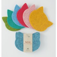 Eco Filz 4Er Set Glasuntersetzer - Untersetzer Platzset Katze Cat von feltdshop