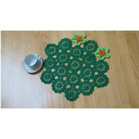 Grüne Blume Deckchen Herzstück Gehäkelte Matte Pad Runden Tisch Orange Gestrickt Wohnkultur Handgemachte Florale Baumwolle Untersetzer von feltinga