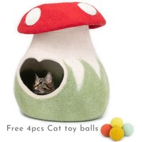 Wollfilz Pilz Katzenhöhle | Premium Katzenbett Katzen Bett Filz Katzenhaus Fair-Trade 100% Wolle Und Handarbeit von feltnyarn