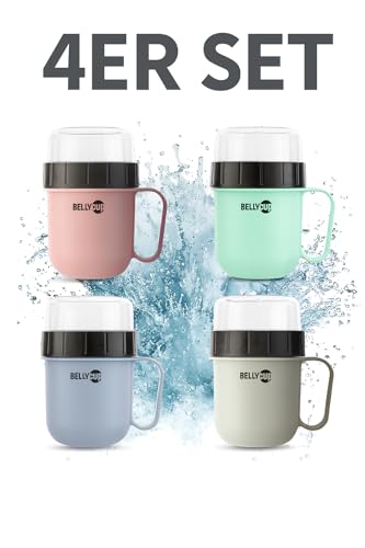 fenchi's AUSTRIA 4 Stück - Müslibecher To Go - Der Original BELLYCUP - in Mint, Grau, Pink oder Blau! von fenchi's AUSTRIA