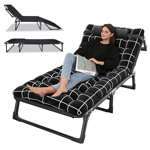 feneihe Campingbett, faltbar, 4 Positionen, zusammenklappbares Bett für Erwachsene, 200 kg, Campingbett, faltbar für 1 Person, als Ergänzung für Camping, Garten, Büro oder Beistelltisch von feneihe