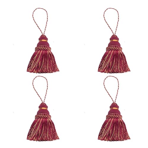 Fenghuangwu Elegante Polyester-Quaste, Schlüsselquaste, DIY-Zubehör für Möbel-Licht und Heimdekoration, 4 Packungen (Mix Rot) von fenghuangwu