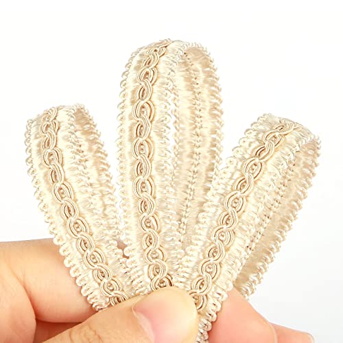 Fenghuangwu Handgefertigte Zierleiste, 1,5 cm Durchmesser, Gimpenborte für Heimwerker, Dekoration, Beige, 6,5 m von fenghuangwu