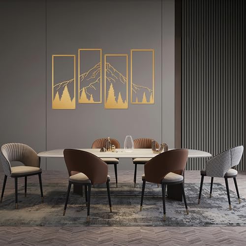 fengman123 4 Stück Gold Wanddeko Metall Berg und Wald Wanddekorationen Wanddekor Metallskulptur Wandkunst abstrakte Wanddekoration moderne Wandzeichnung für Wohnzimmer Schlafzimmer Wohnung von fengman123