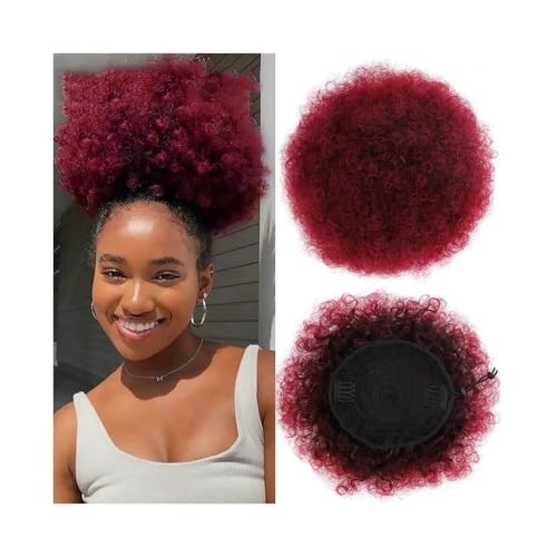 fengqingyunyan0304 Dutt, Kurzes Afro-Puff-Curly-Chignon-Haarteil for Blonde Frauen – Kinky Updo-Pferdeschwanz für Damen(Red) von fengqingyunyan0304