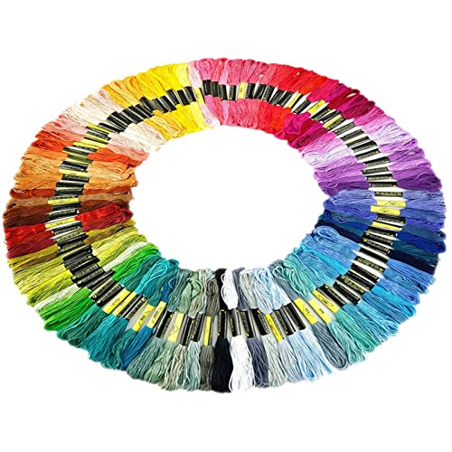fengshan 100-farbiges Stickgarn | Handgefertigtes Stickgarn-Set für Stickereihandwerk,Langlebige und Dicke Stickgarn-Kits für Kreuzstich von fengshan