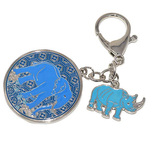 Feng Shui Amulett Anti-Diebstahl mit blauem Nashorn und Elefant W4138 von fengshuisale