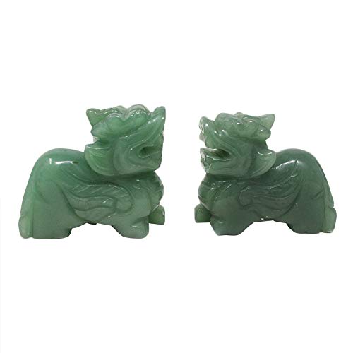 Feng Shui Paar Pi Yao für Glück Natürliche Jade Figuren W3928 von fengshuisale