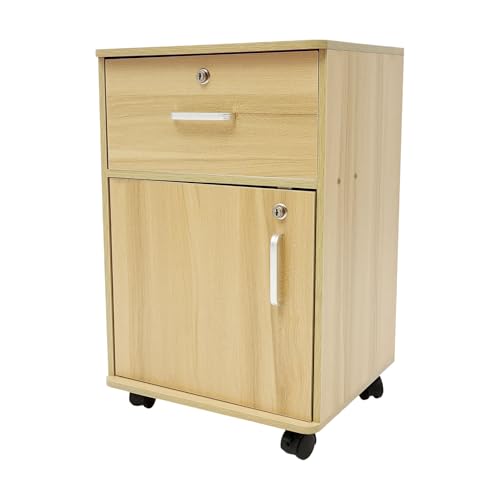 fennnds Nachttisch, 37 x 34 x 59cm, Schubladenschrank mit Schloss, Nachtkästchen mit 4 Räder, Nachttische für Schlafzimmer, Wohnzimmer, Holz fennnds Nachttisch, 37 x 34 x 59cm, Schubladenschrank mit Schloss, Nachtkästchen mit 4 Räder, Nachttische für Schlafzimmer, Wohnzimmer, Holz von fennnds