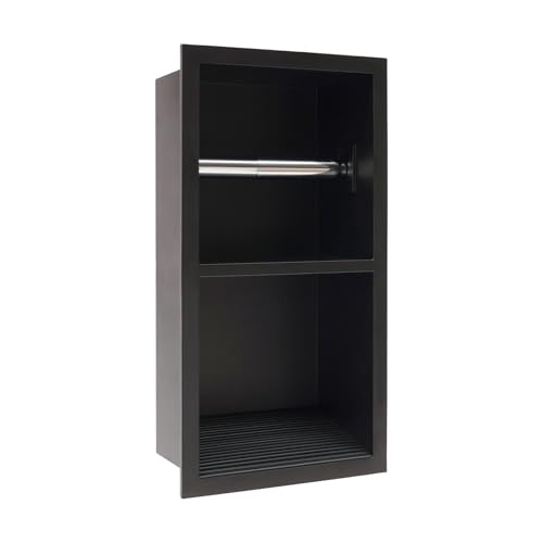 fennnds Wandnische, 18x10.2x34 cm, 2-Schicht Duschnische Edelstahl Schwarz, Dusch Regal Wand ohne Bohren, Offenes Staufach, bis 20 kg, für Badezimmer, Wohnzimmer, Schlafzimmer fennnds Wandnische, 18x10.2x34 cm, 2-Schicht Duschnische Edelstahl Schwarz, Dusch Regal Wand ohne Bohren, Offenes Staufach, bis 20 kg, für Badezimmer, Wohnzimmer, Schlafzimmer von fennnds