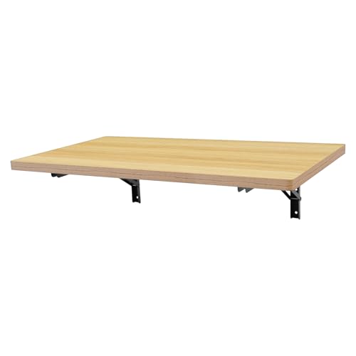 fennnds Wandtisch Klappbar, Schreibtisch Klappbar Wand für Kleine Räume, 81 x 45.5 cm, One-Touch-Faltknopf, Platzsparender Klappbare Werkbank (Holzfarbe) von fennnds
