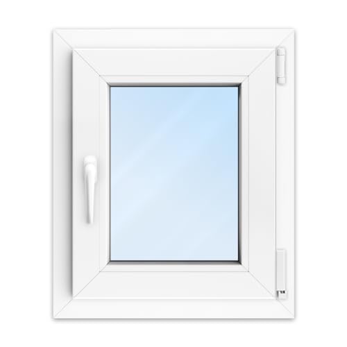 FENSTERVERSAND - Kellerfenster Kunststofffenster Weiß - 2-fach Verglasung mit Klarglas - Dreh- & Kippfenster, Fenster 40x60 - DIN rechts - BxH: 400x600 mm, 70 mm Profil von fensterversand