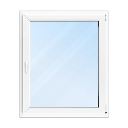 FENSTERVERSAND - Kunststofffenster 100x120 Weiß - zu öffnendes Fenster Kunststoff mit Griff, Dreh- & Kippfenster, 2-fach Verglasung, Klarglas - DIN rechts - BxH: 1000x1200 mm, 70 mm Profil von fensterversand