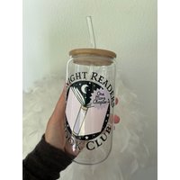 Trinkglas Book Club/Glas Mit Bambusdeckel + Glasstrohhalm Geschenk Becher Iced Coffee Cup Uvdtf von ferdilove