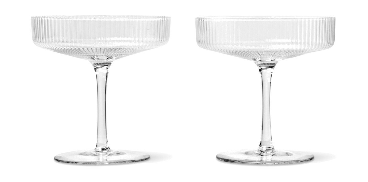Champagnerschale 2er-Set Ripple klar von ferm LIVING