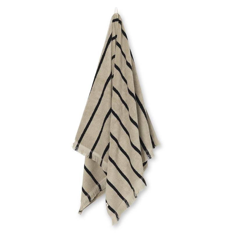 Ferm Living Badetuch Tuch Baumwolle Sand Schwarz 70 X 140 Cm Badezimmerzubehör B-Ware von ferm LIVING
