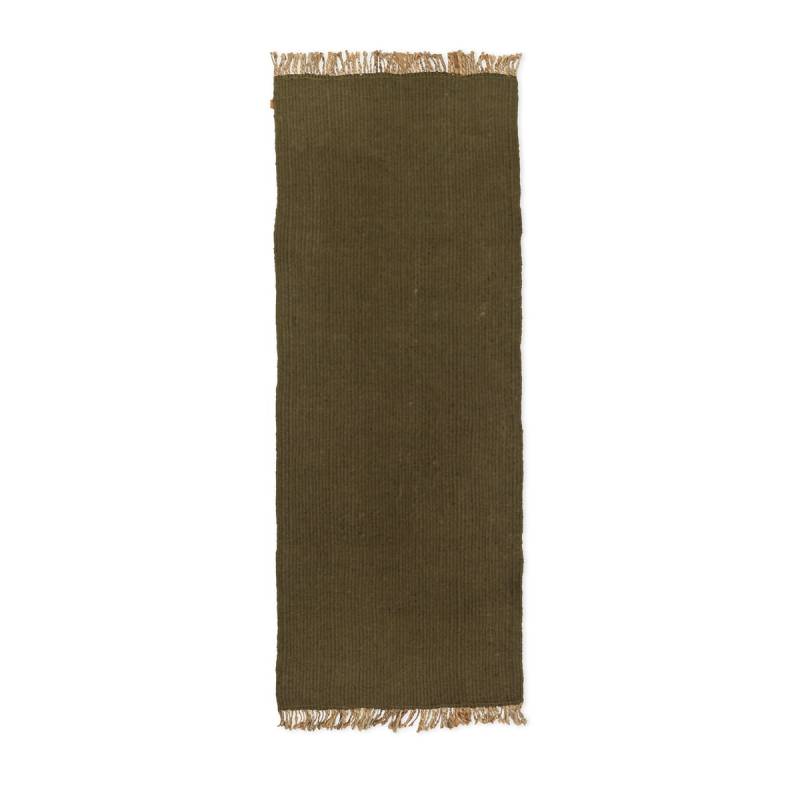 Ferm Living Block Runner 80x200cm Teppich Vorleger Wohnzimmerteppich Olive Natur B-Ware von ferm LIVING
